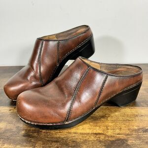 Dansko Brenda 9810780200 Dark Brown Leather Slip on Mule Womens Size 8 / 39 M